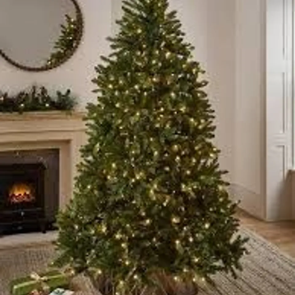 BOXED 7FT NORDMAN FELL CHRISTMAS TREE WITH LED LIGHTS RRP £200