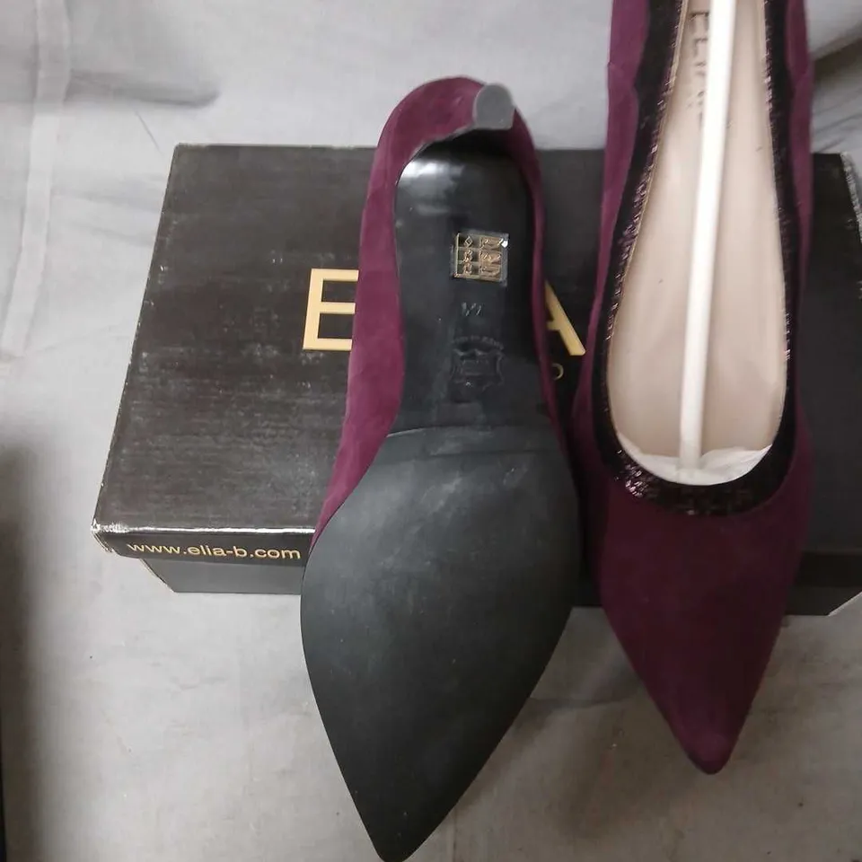 ELIA.B LONDON DIANA BURGUNDY SUEDE HIGH HEEL SHOES – EU 41 (UK 8)