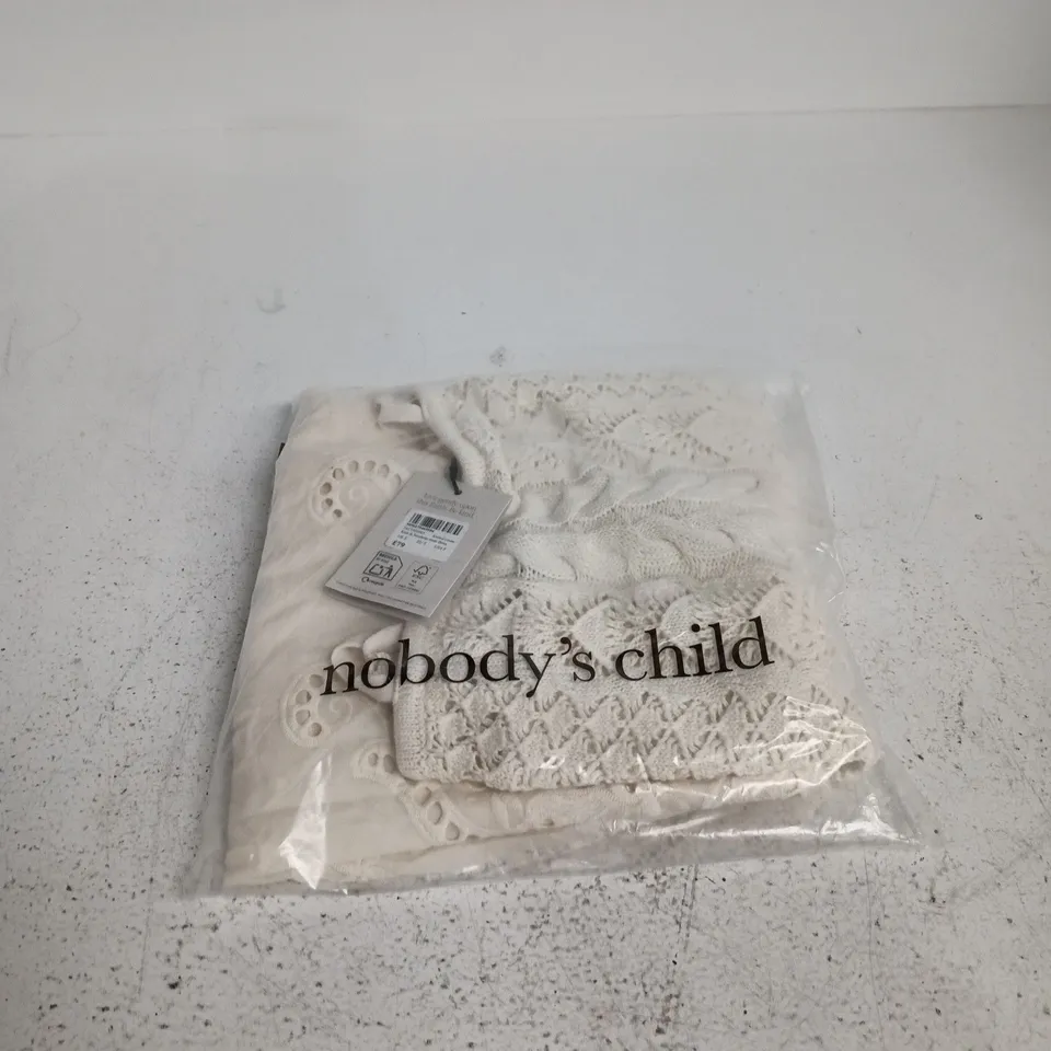 NOBODYS CHILD KNITTED CREAM KNIT AND BRODERIE MINI DRESS SMALL