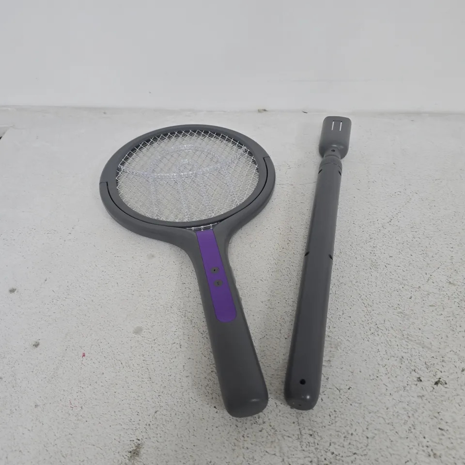 INTELLIGENT MOSQUITO SWATTER – ELECTRIC INSECT RACKET, GREY WITH PURPLE ACCENT