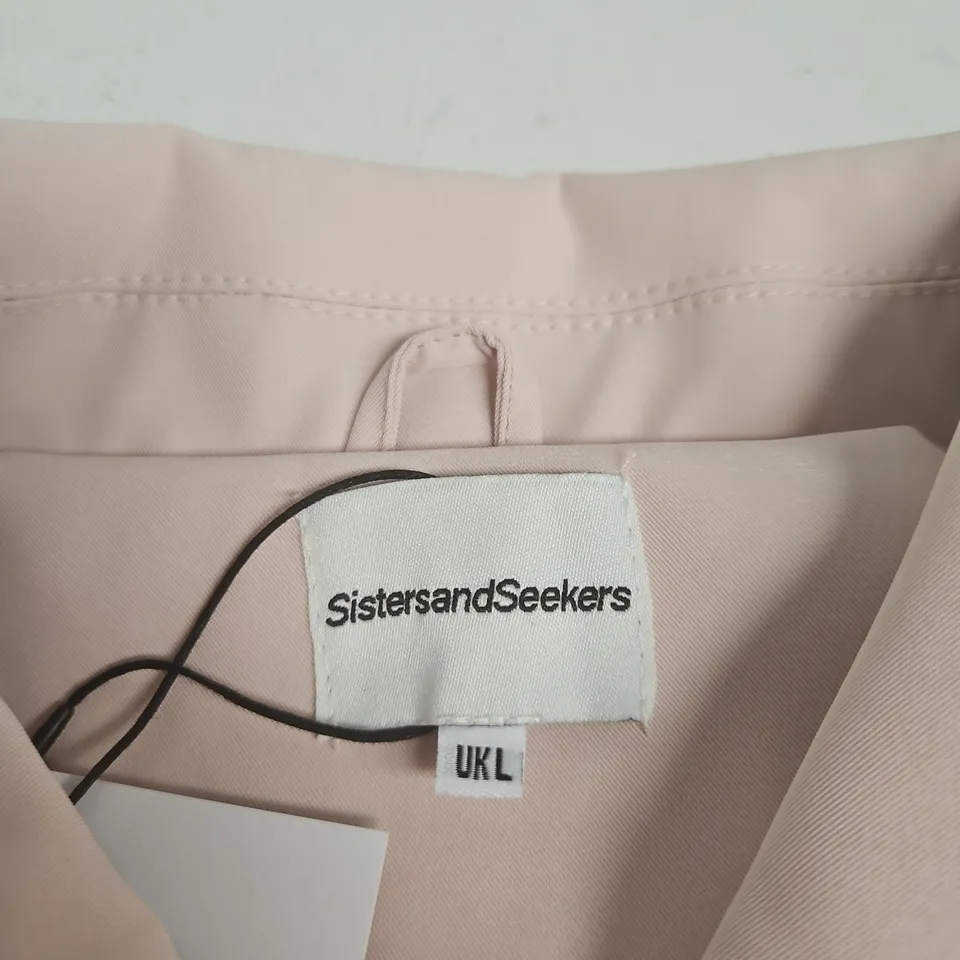 SISTERS AND SEEKERS PINK WOMEN'S MAC COAT, UK SIZE L