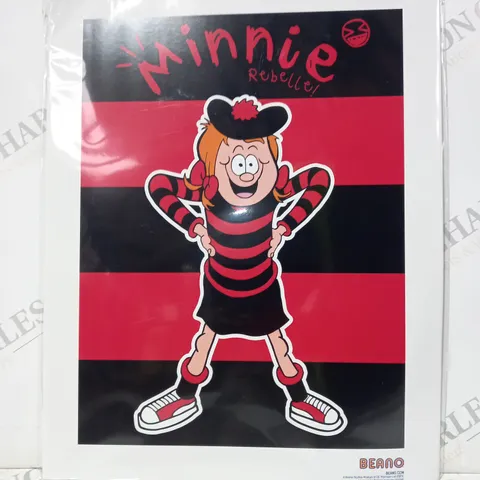 BEANO MINNIE THE REBELLE BLACK & RED ART PRINT