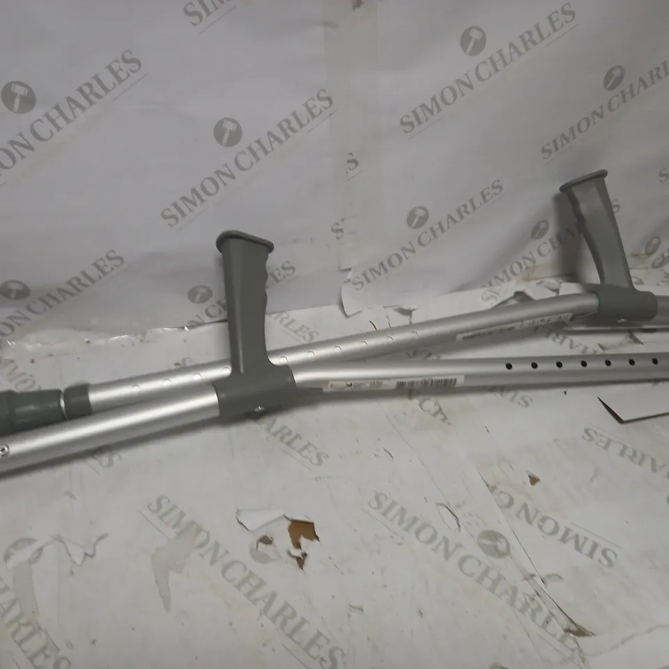 NRS HEALTHCARE HEIGHT ADJUSTABLE CRUTCHES WITH PLASTIC HANDLE - COLLECTION ONLY 