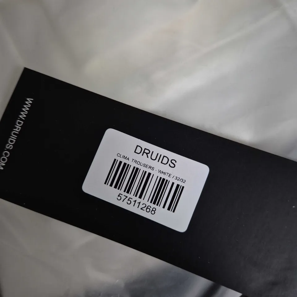 BAGGED DRUIDS CLIMA TROUSERS – WHITE, UK 32/32