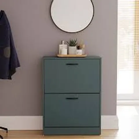 BOXED VIDA 2 DRAWER SHOE CABINET - GREEN (1 BOX)