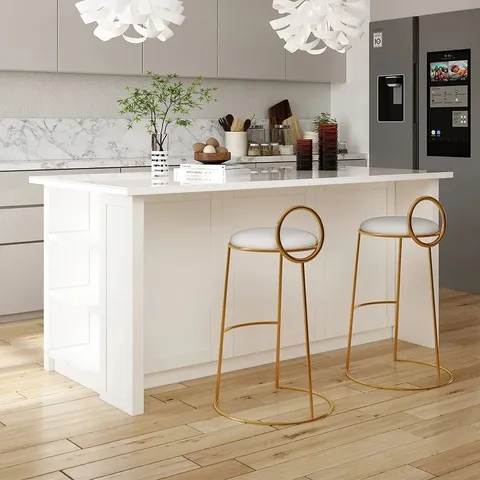 BOXED MODERN 180 CM SINTERED STONE KITCHEN ISLAND WITH DRAWERS & CABINETS, WHITE (3 BOXES)