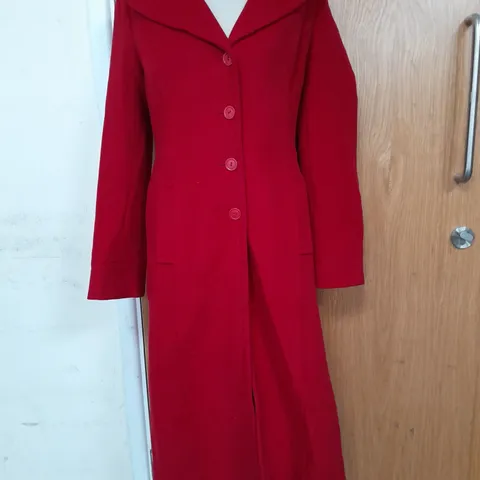 COAST BUTTON UP LONG CARDIGAN COAT IN RED - SIZE 10