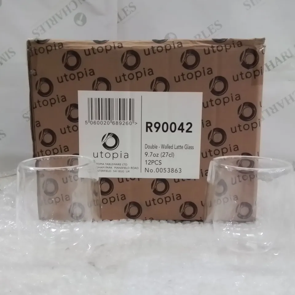 BOXED UTOPIA DOUBLE WALLED LATTE GLASS APPROXIMATELY 12PCS PER BOX
