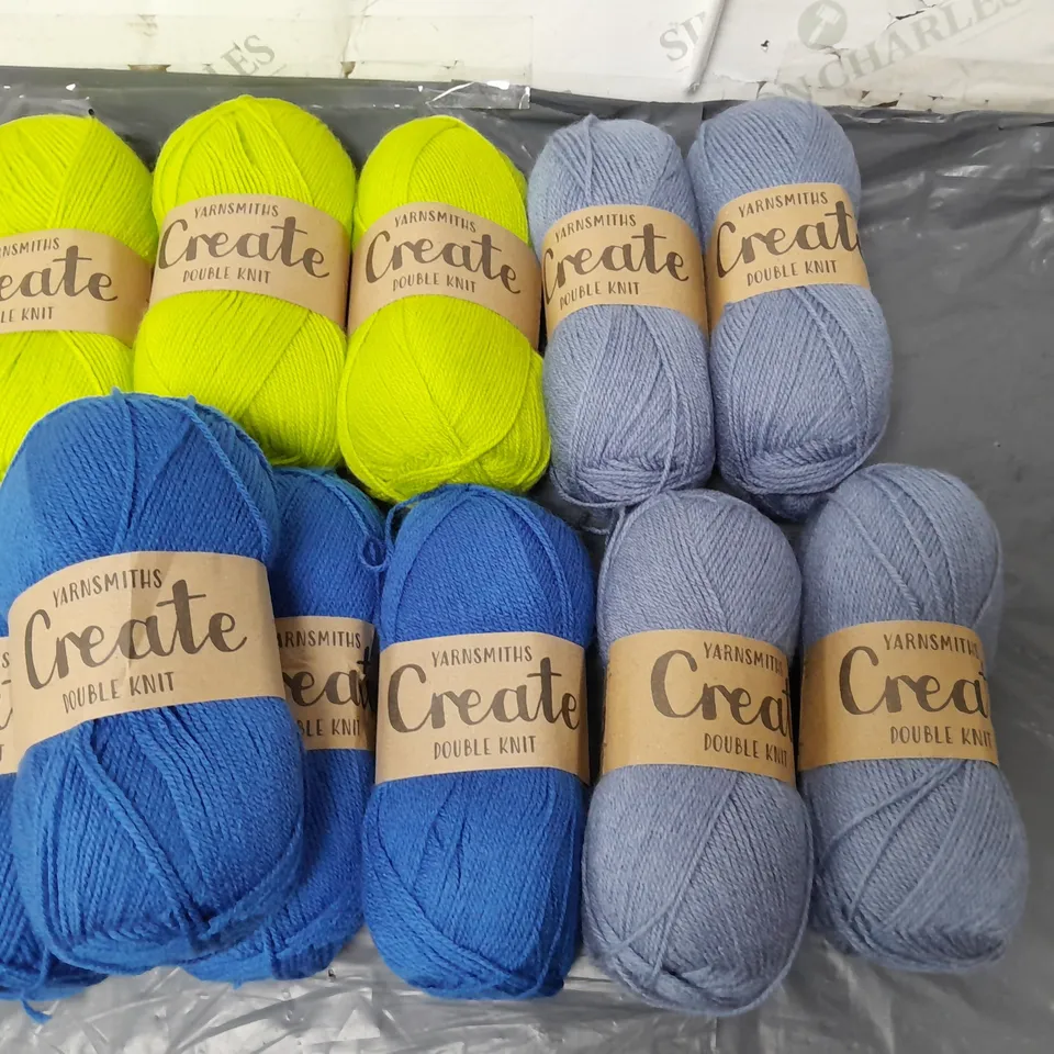 LOT OF 11 100G YARNSMITHS CREATE DOUBLE KNIT - 3 COLOURS
