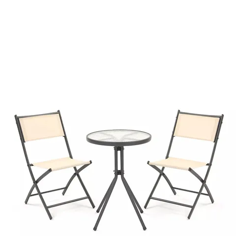 BOXED HAWAII 3-PIECE BISTRO SET IN BLACK/BEIGE - COLLECTION ONLY