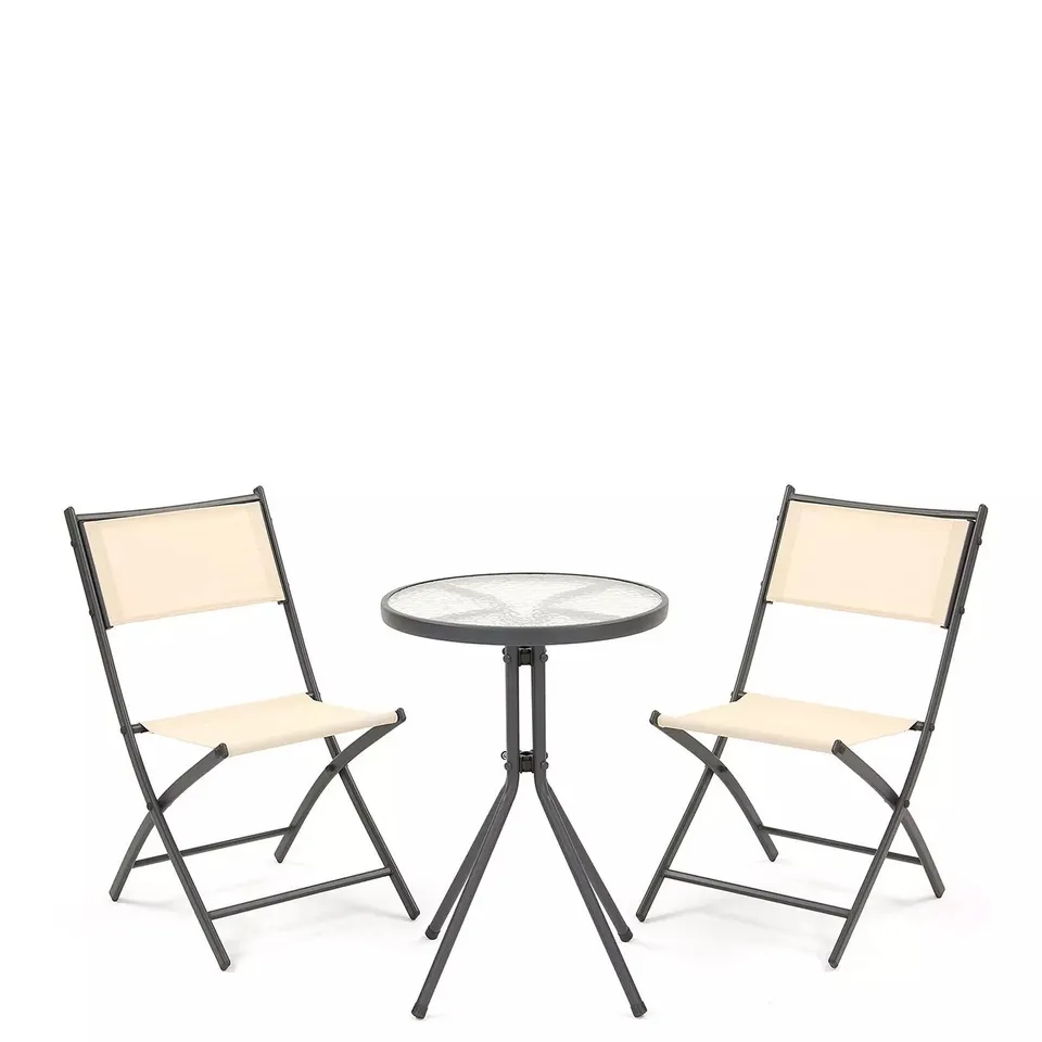 BOXED HAWAII 3-PIECE BISTRO SET IN BLACK/BEIGE - COLLECTION ONLY