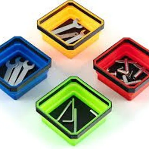 BOXED MAGNETIC TRAYS 4 PCS SILICONE FOLDABLE FOR SCREWS NUTS FOR WORKSHOP