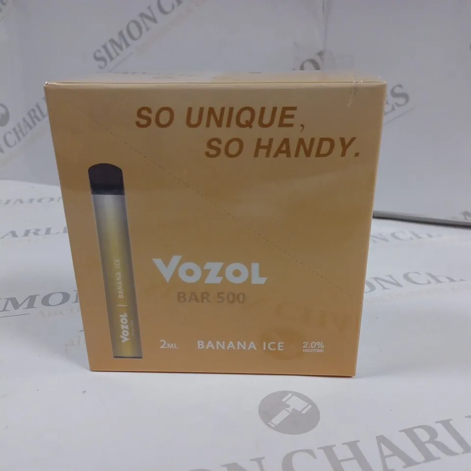 SEALED 10-PACK OF VOZOL BARR 500 E-CIGARETTES - BANANA ICE