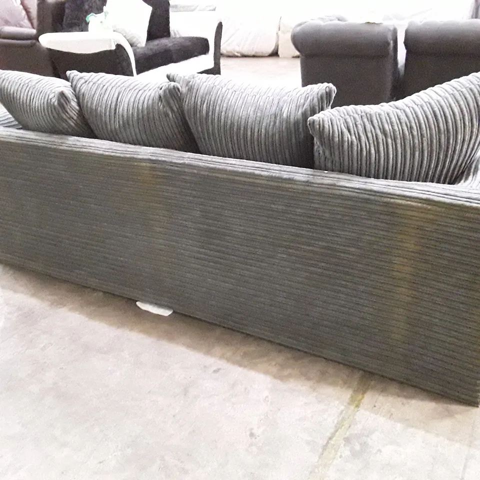 DESIGNER 3 SEATER SOFA - DARK GREY CORDUROY FABRIC