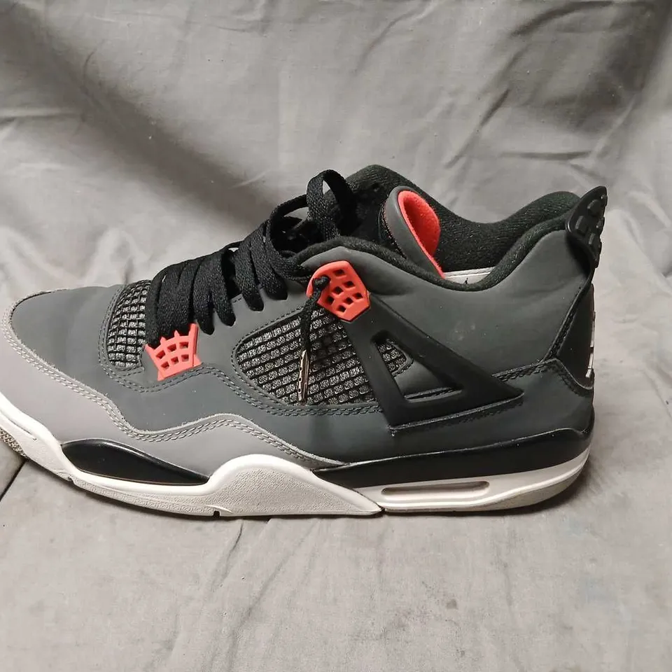 AIR JORDAN-STYLE SNEAKERS – GREY/BLACK WITH ORANGE ACCENTS, UK 12 (US 13)