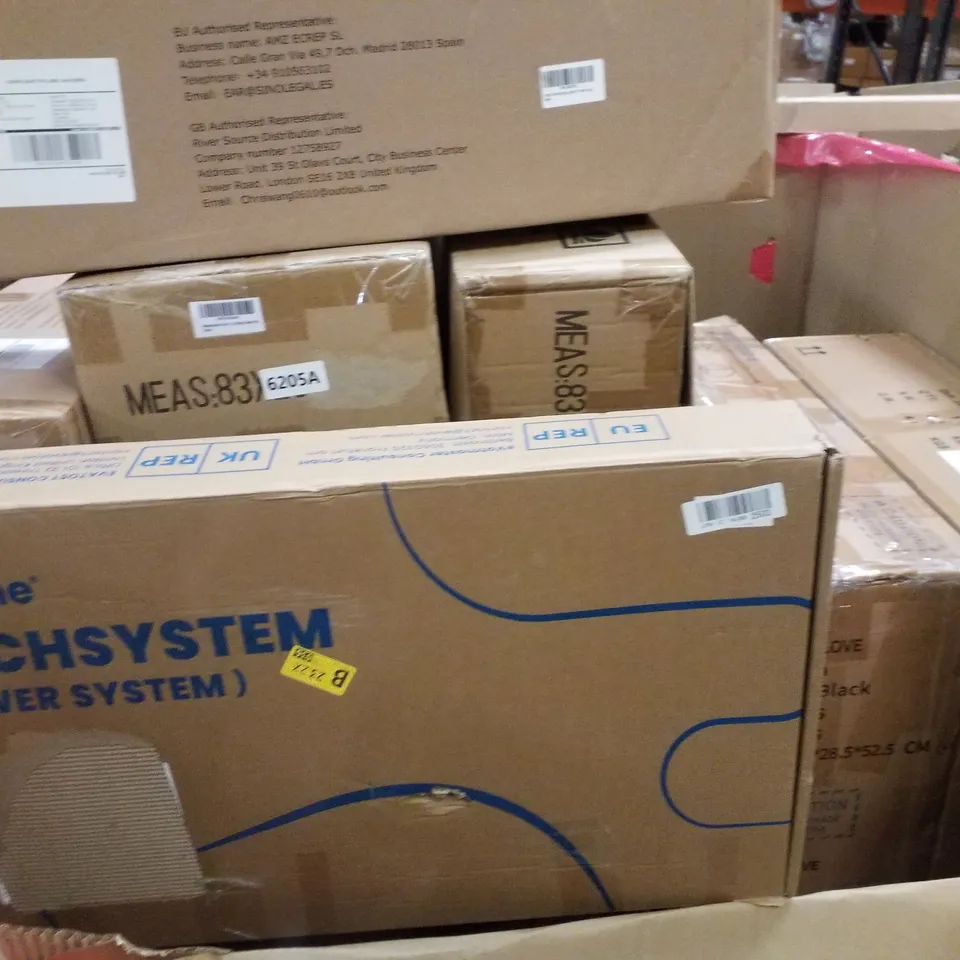 PALLET CONTAINING ASSORTED PRODUCTS INCLUDING SHOWER SYSTEM, LED CEILING FAN LIGHT & CLOTHES DRYING RACK 