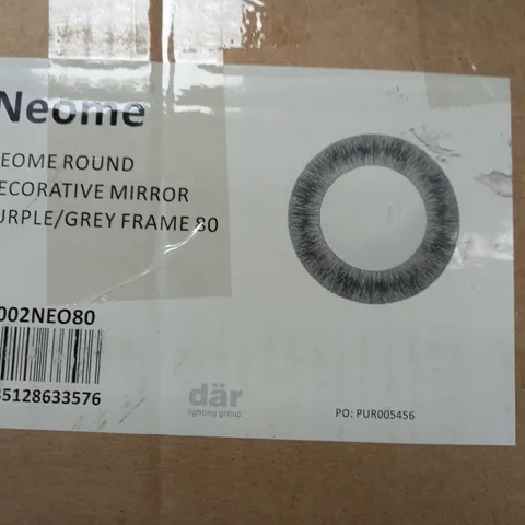 NEOME ROUND MIRROR WITH SILVER/GREY FRAME 80CM - COLLECTION ONLY