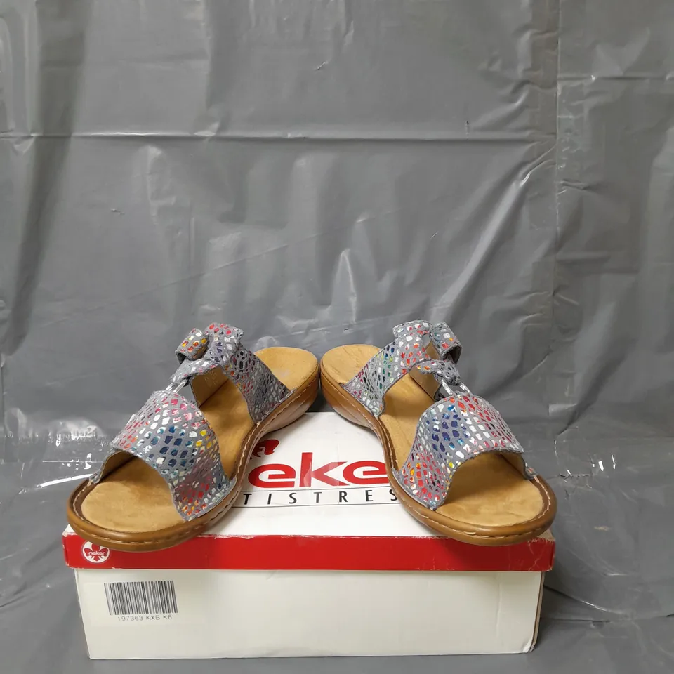 RIEKER SLIP ON SANDALS BLUE MULTI SIZE 6