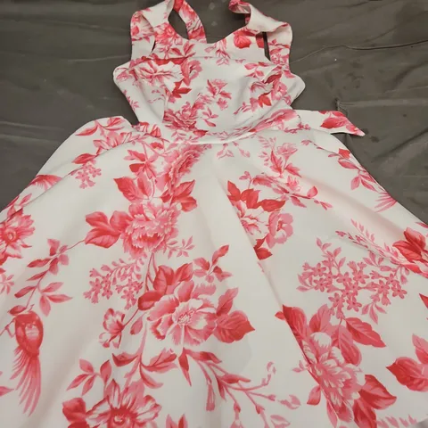 CLUB  L PINK PORCELAIN PRINT NECK SLEEVELESS SKATER MINI DRESS - SIZE 8 