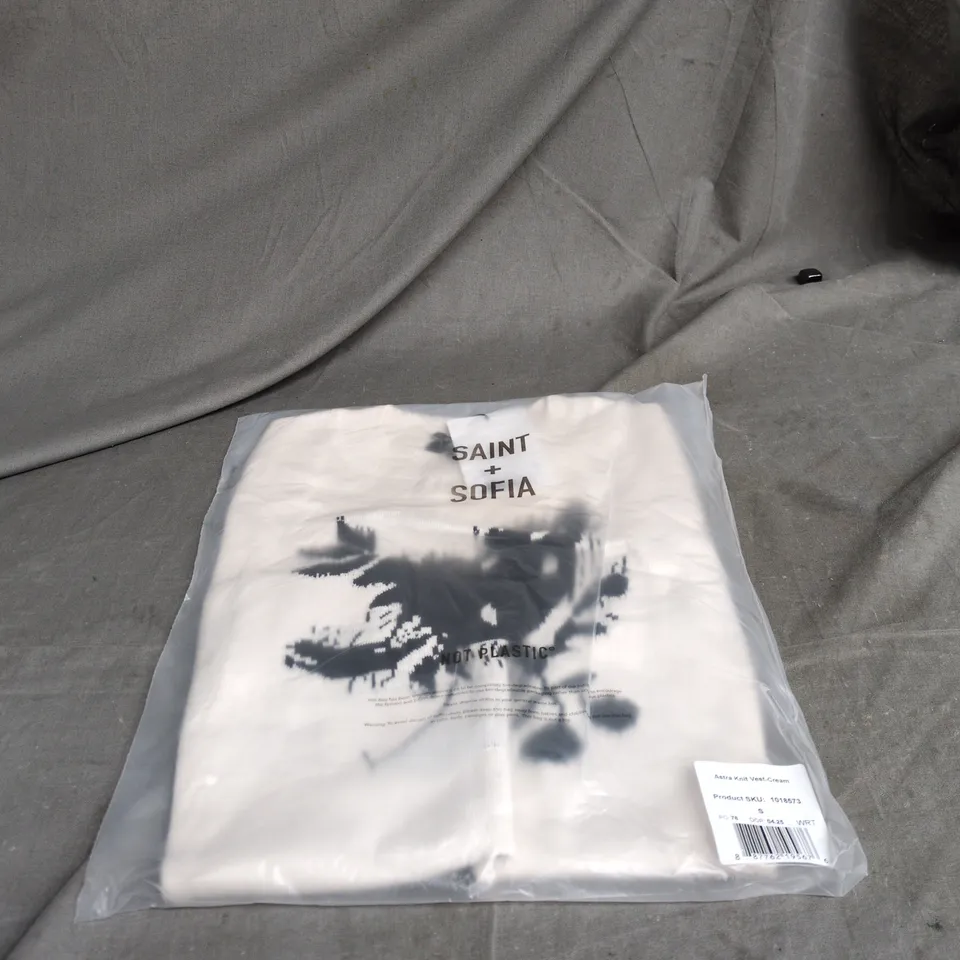 SAINT + SOFIA ASTRID KNIT VEST CREAM SIZE SMALL, BAGGED WITH TAGS