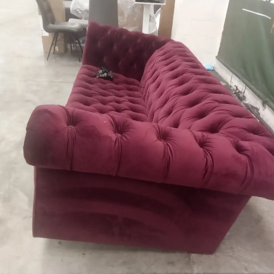 3 SEATER SOFA - WINE RED FABRIC 