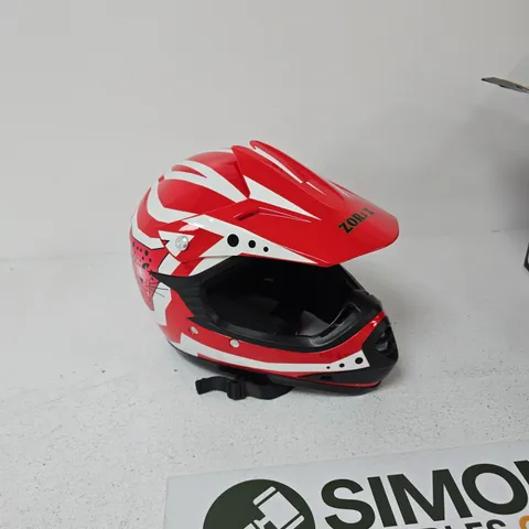 ZORAX MOTORCYCLE HELMET β RED & WHITE GRAPHIC, XL