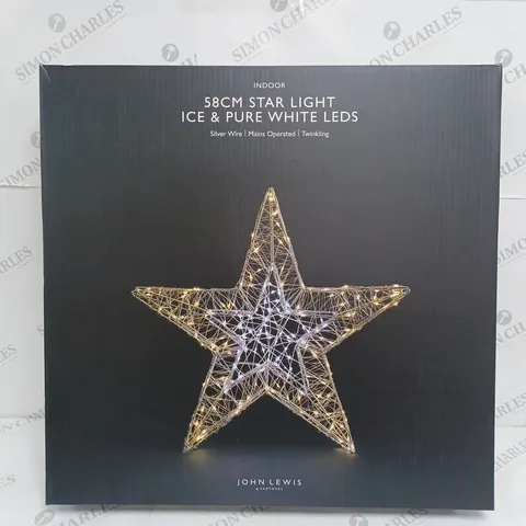 BOXED JOHN LEWIS STAR LIGHT ICE & PURE WHITE LEDS 58cm