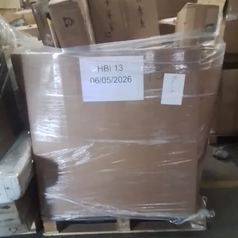 PALLET OF ASSORTED HOUSEHOLD GOODS AND PRODUCTS TO INCLUDE;WALL PEGS,LAUNDRY BASKET,PLANTER