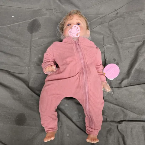 Reborn Baby Doll – Classic Design, Pink Ribbed Jumpsuit (Boxed)