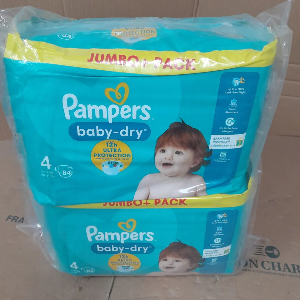 2 PAMPERS BABY-DRY JUMBO+ PACK