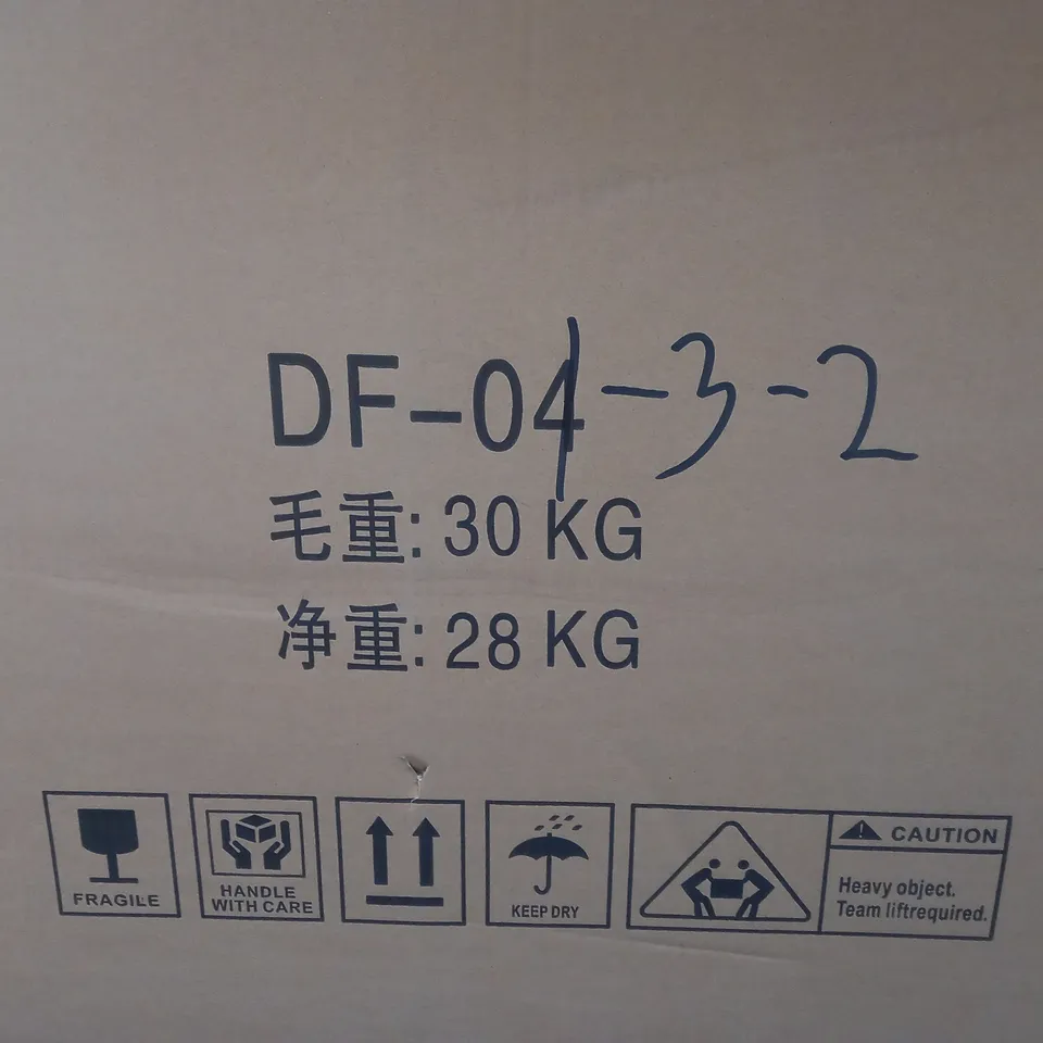 A PALLET OF RATTAN GARDEN FURNITURE PARTS IN BROWN WITH CREAM CUSHIONS - 3 BOXES - COLLECTION ONLY