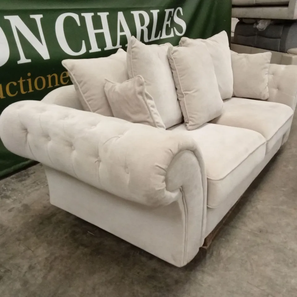 WINDSOR 3 SEATER FABRIC SCATTER BACK SOFA - NATURAL RRP £949