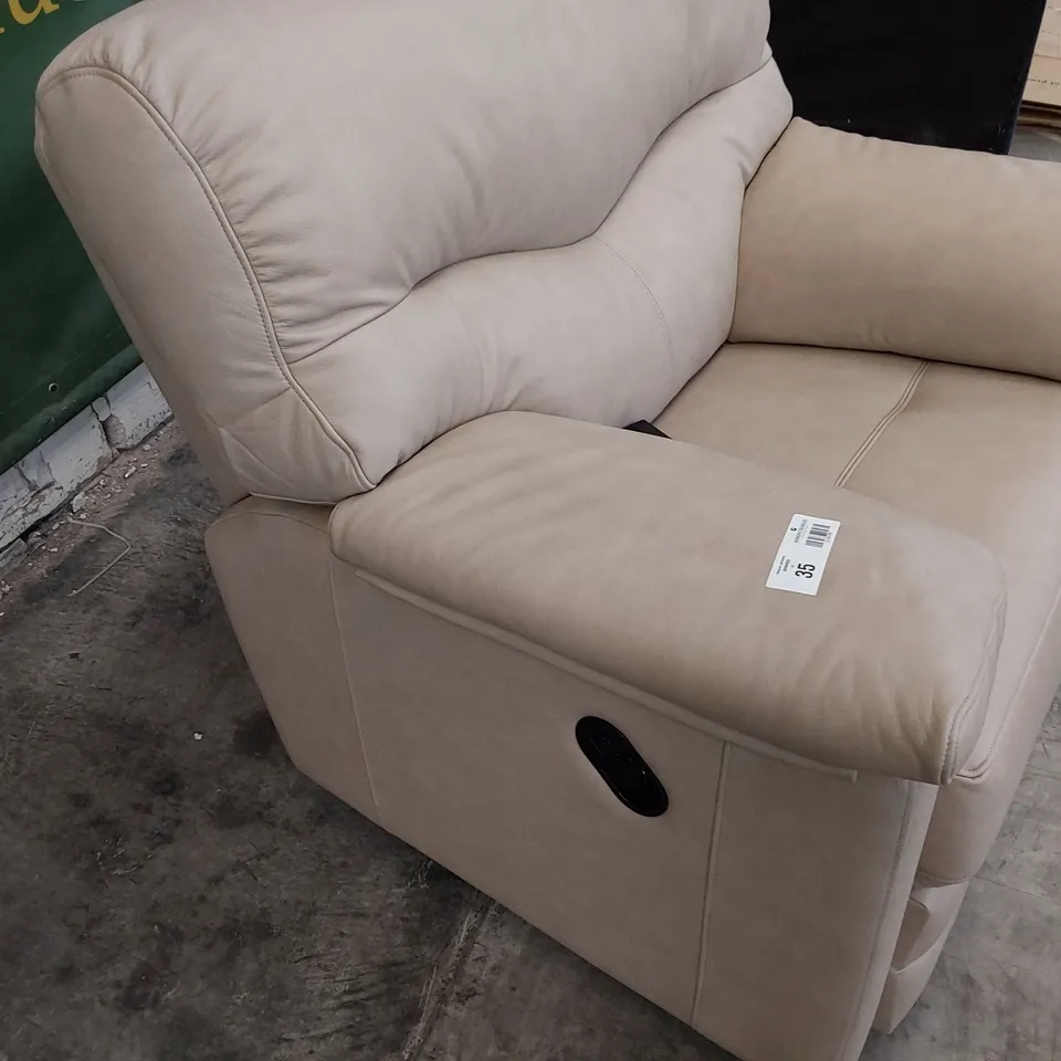 QUALITY BRITISH DESIGNER G PLAN STRATFORD MANUAL RECLINING EASY CHAIR REGENT PLASTER LEATHER 