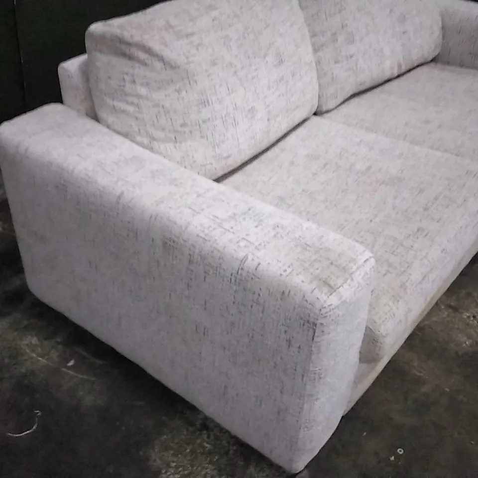 DESIGNER GREY PATTERNED FABRIC THREE SEATER SOFA