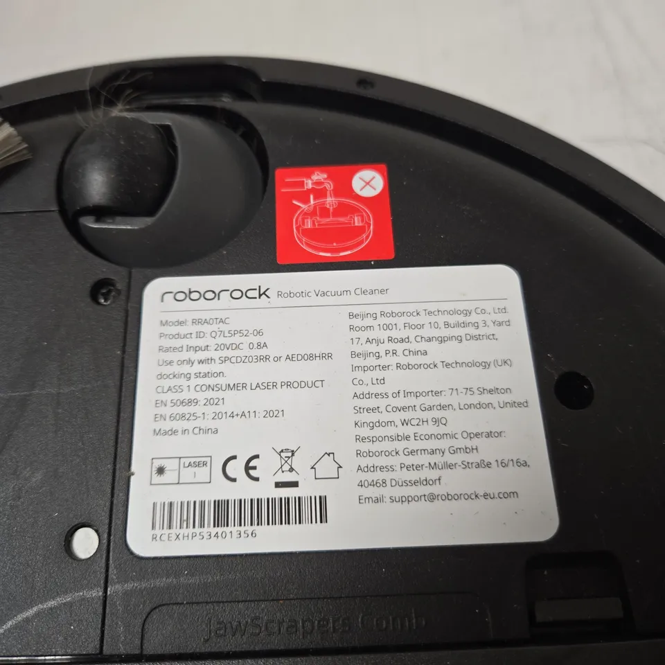 ROBOROCK ROBOTIC VACUUM CLEANER – MODEL RRA0TAC – BLACK