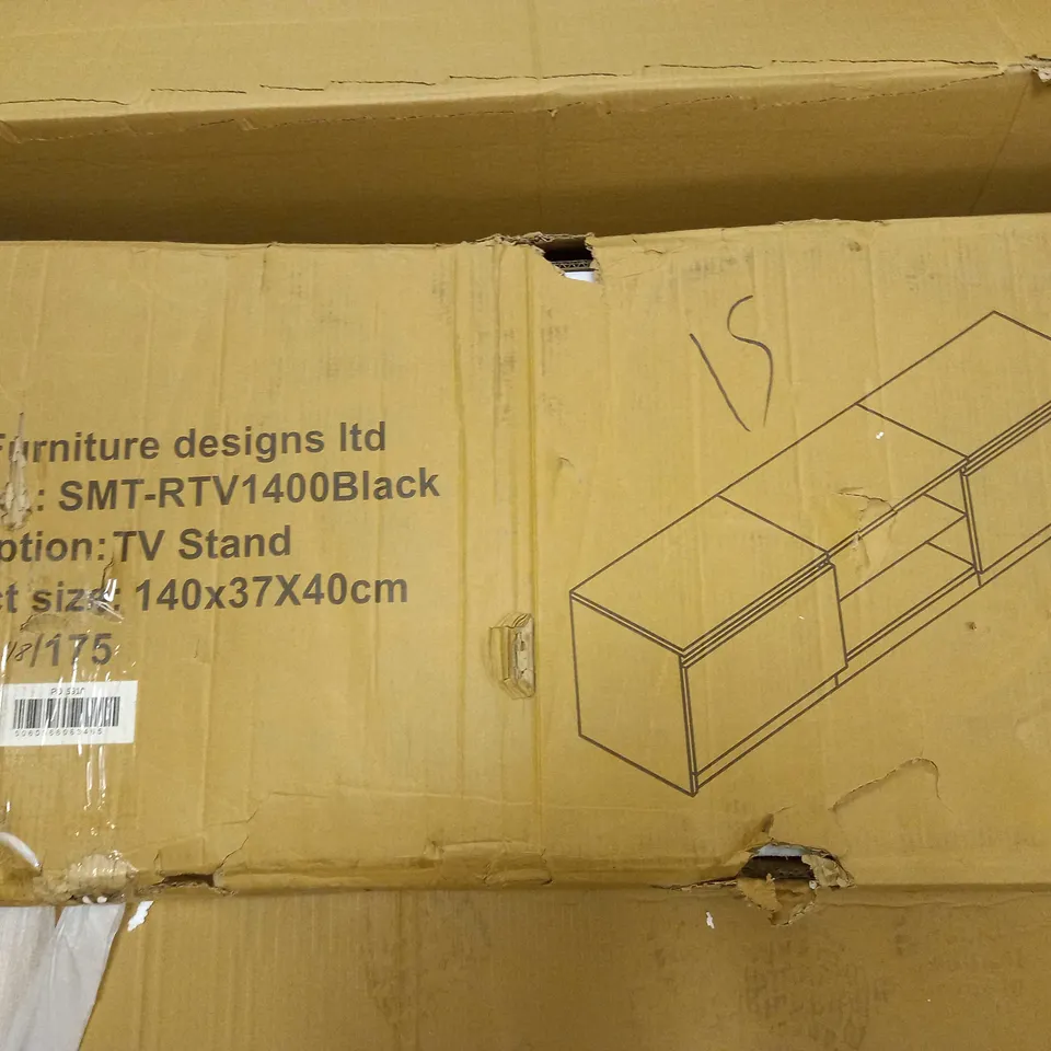 DESIGNER STYLE BLACK TELEVISION UNIT - 140X37X40CM