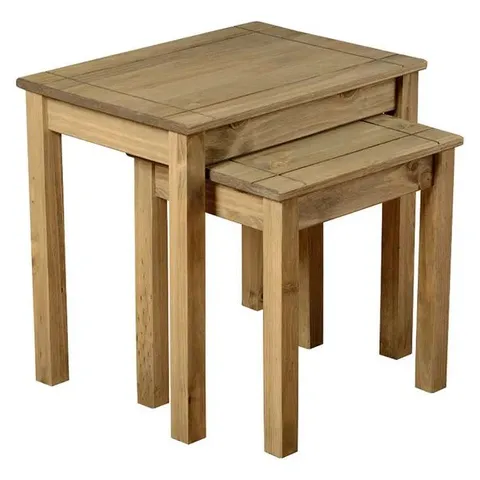 BOXED PANAMA NEST OF 2 TABLES - NATURAL WAX (1 BOX)