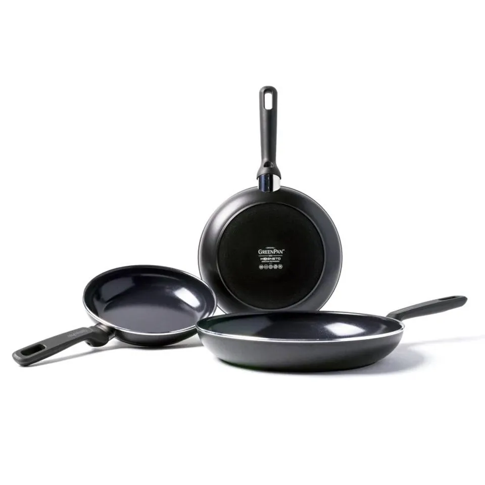 BOXED GREENPAN MEMPHIS ALUMINIUM NON-STICK 20cm, 24cm & 28cm FRYING PAN SET