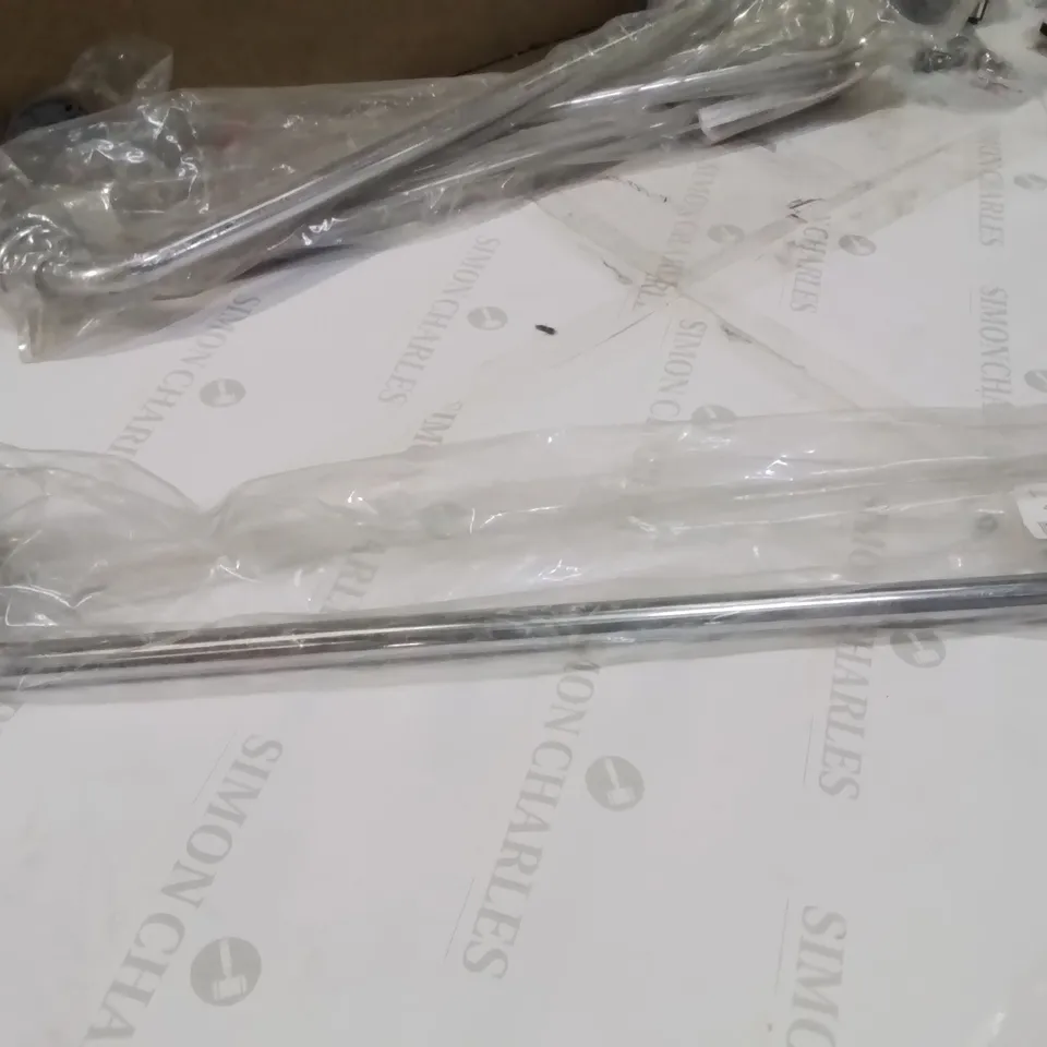 BOX CONTAINING LARGE AMOUNT OF CHROME GRAB RAILS