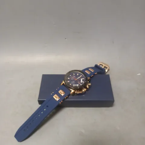 BOXED LIGE WATCH IN BLUE/ROSE GOLD