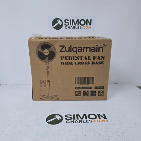 ZULQARNAIN PEDESTAL FAN – WHITE, 16 INCH
