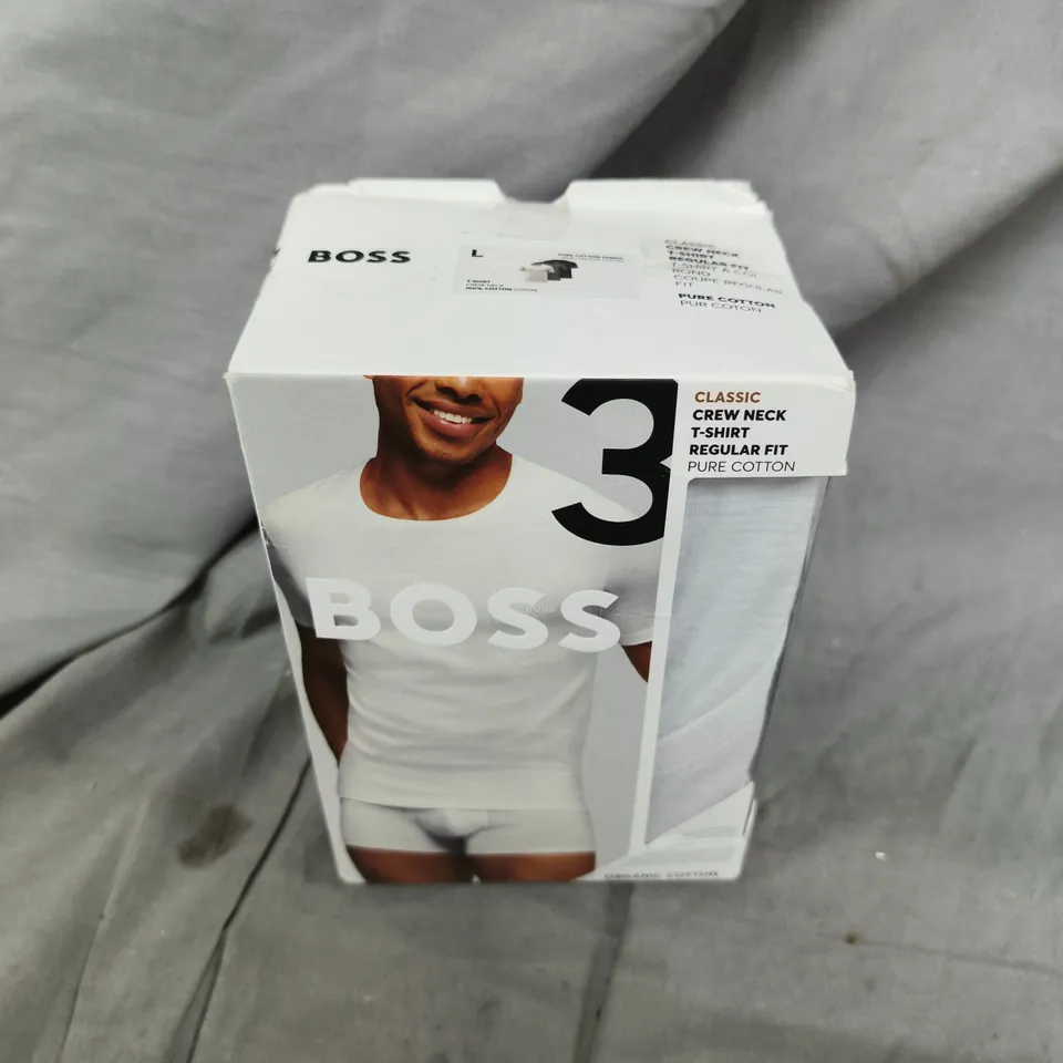 HUGO BOSS CLASSIC CREW NECK T-SHIRT – REGULAR FIT, PURE COTTON, SIZE L (BOXED)