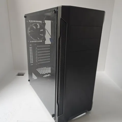 BLACK PC TOWER CASE WITH TRANSPARENT SIDE PANEL
