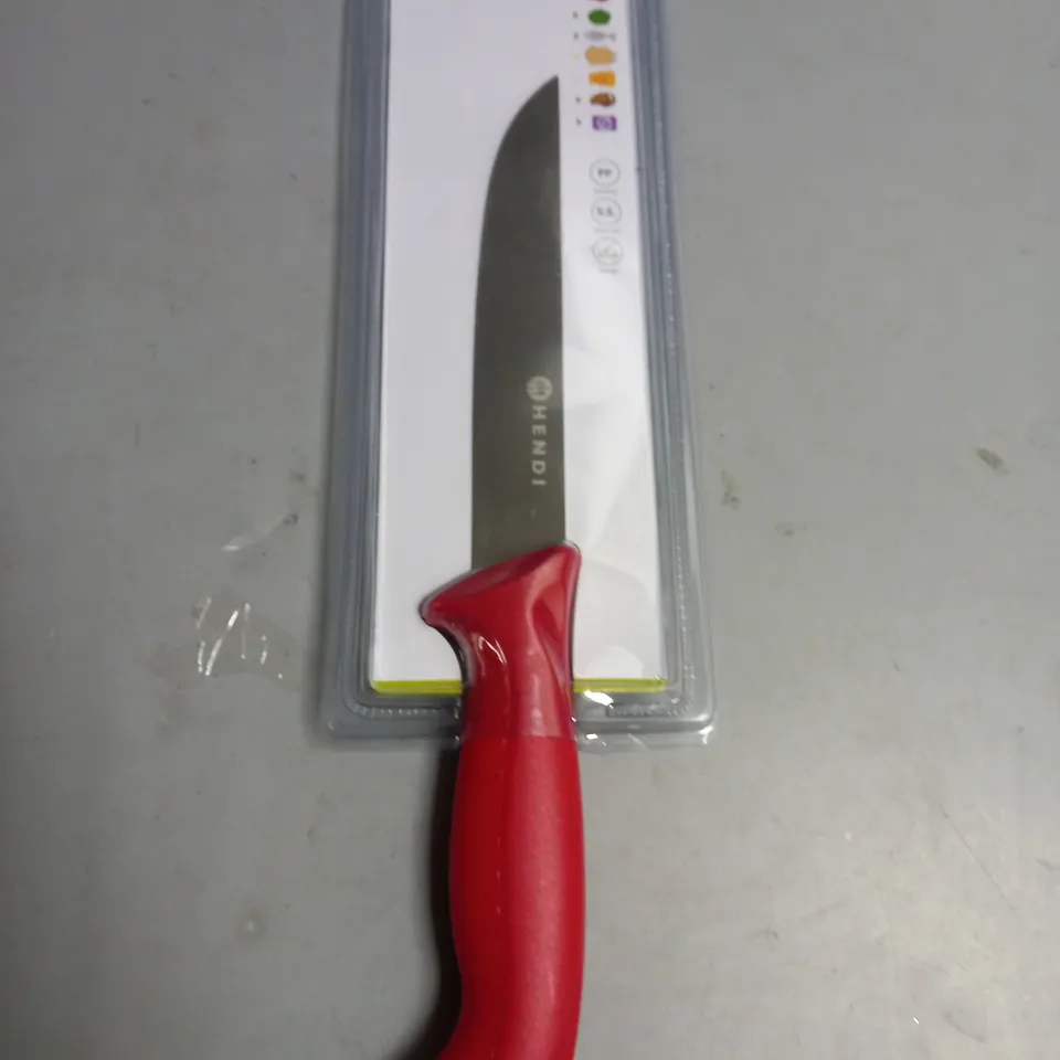 HENDI TOOLS FOR CHEFS KITCHEN KNIFE WITH RED HANDLE