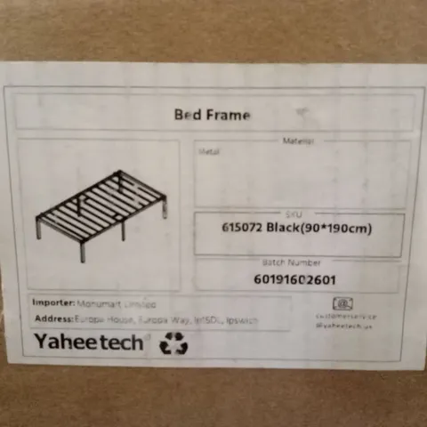 BOXED YAHEETECH 3FT SINGLE BED FRAME - BLACK (1 BOX)