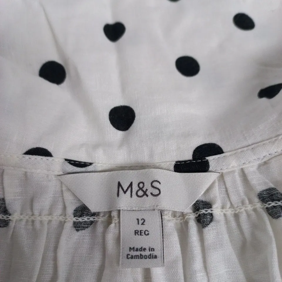 M&S WHITE POLKA DOT DRESS – UK 12 (REG)