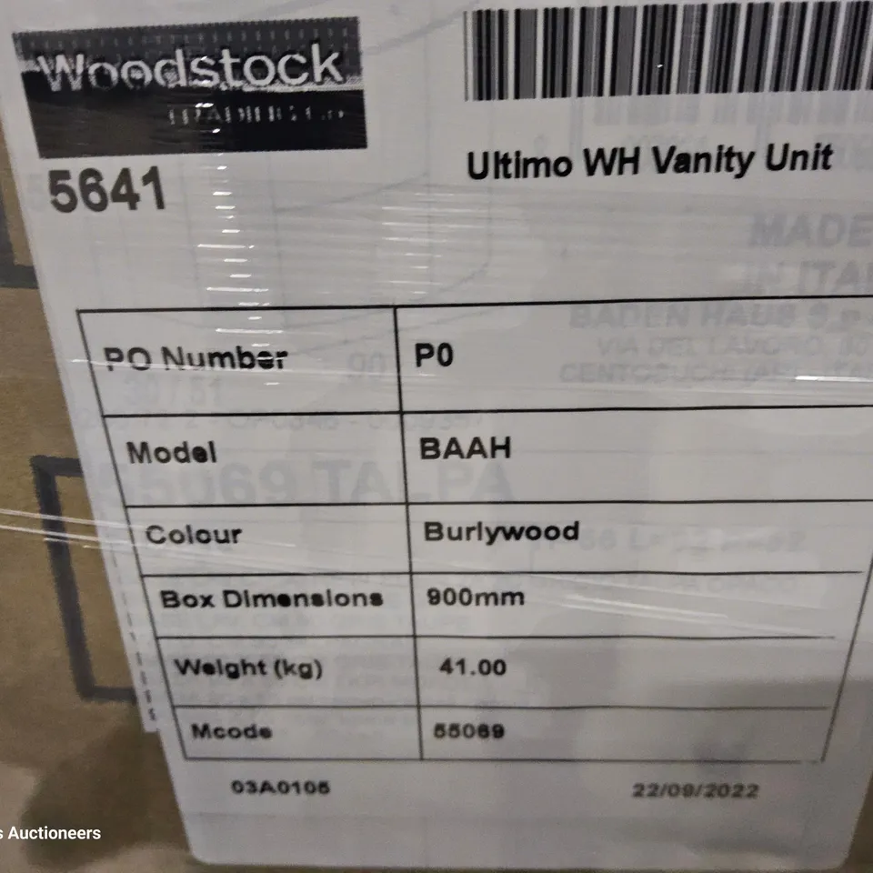 PALLET TO CONTAIN FIVE BOXED LTIMO WALL HUNG VANITY UNITS BURLYWOOD