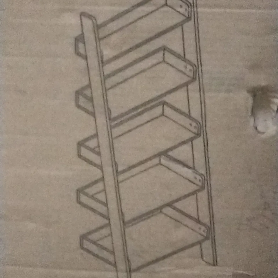 BOXED FULTON LADDER BOOKCASE IN RUSTIC OAK EFFECT - H170 X W60 X D35CM 