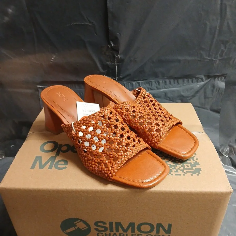 M&S WOMEN’S BROWN WOVEN LEATHER SANDALS – UK 4