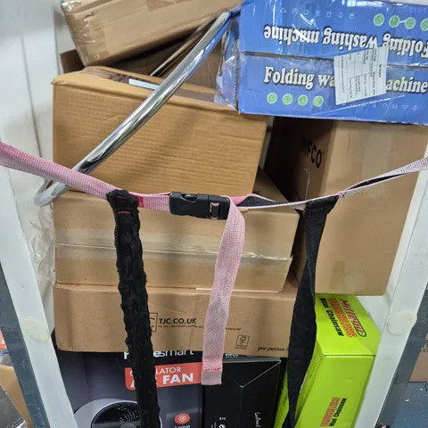 CAGE OF APPROXIMATELY 15 ASSORTED DAMAGED ITEMS TO INCLUDE - FAN - EXERCISE BIKE - MINI CHAINSAW - ETC - COLLECTION ONLY